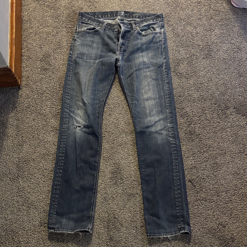 7 For All Mankind Men's Dark Blue Slim Jeans